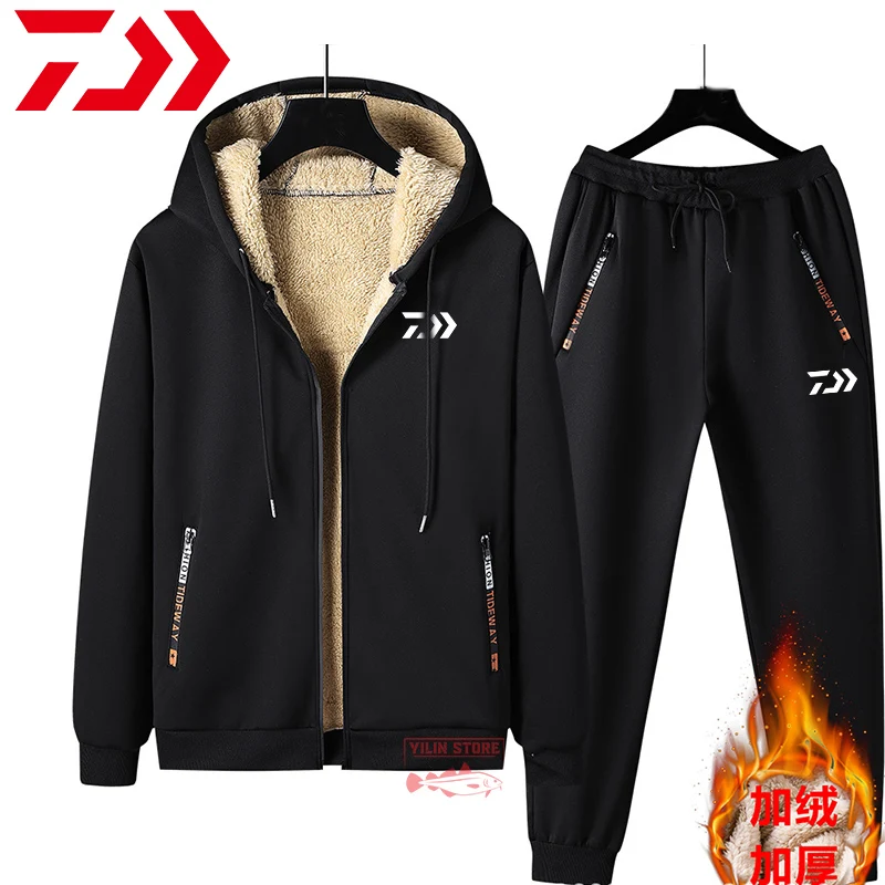 

New DAIWA Fleece Fishing Clothing Set 2022 Autumn Winter Outdoor Sport Suits Hiking Fishing Shirt And Pants Men Fishing Jacket