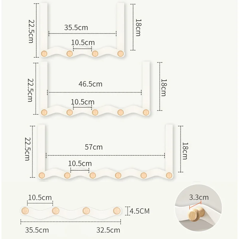 Деревянные дверные крючки в форме волны для спальни и гостиной
