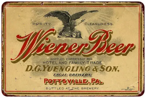 Фото Yuengling Weiner пиво винтажный вид репродукция металлический знак 8x12 №1