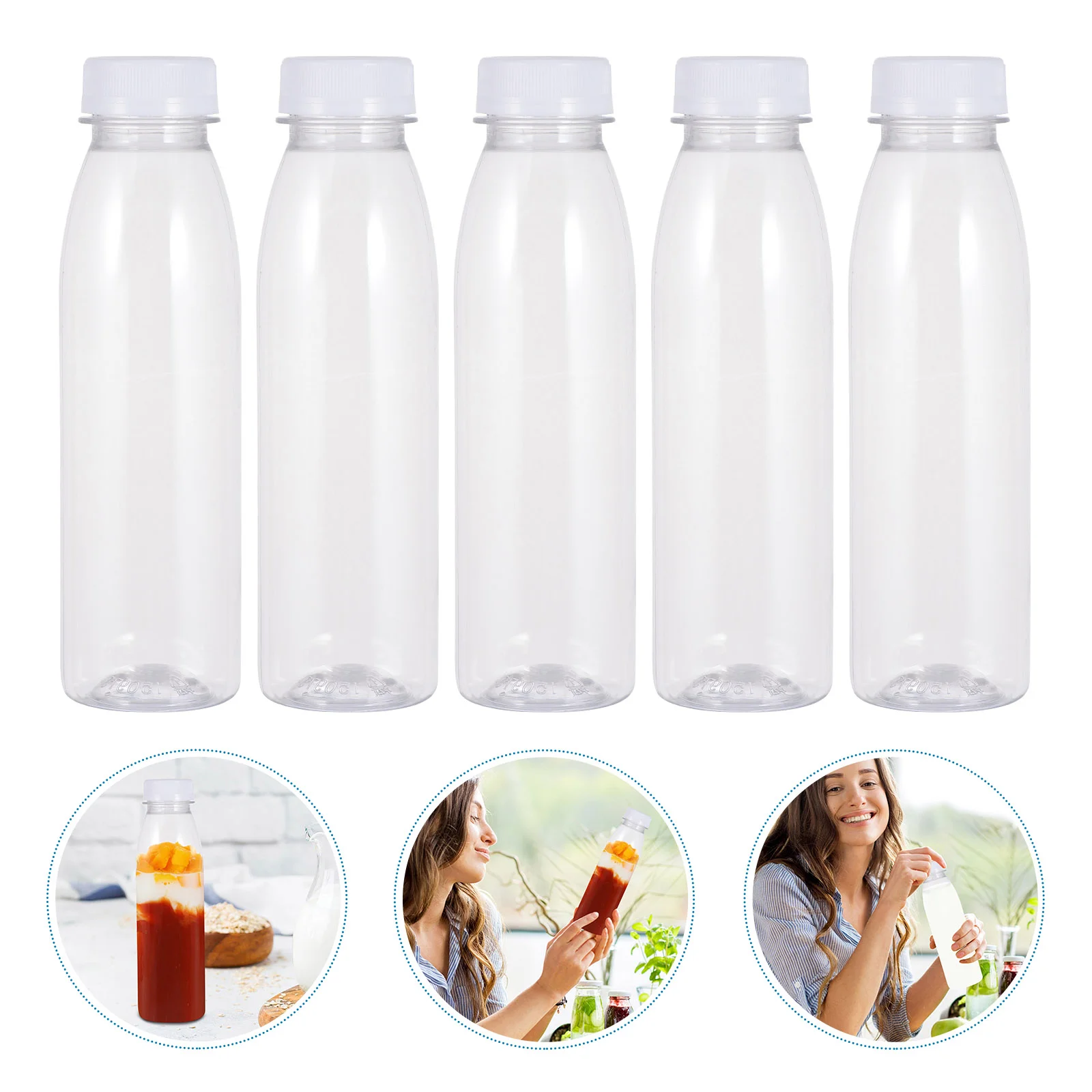 

Bottles Empty Clear Lids Beverage Reusable Bottle Containers Container Water Smoothie Drink Jug Pouches Party Bulk Jars Storage
