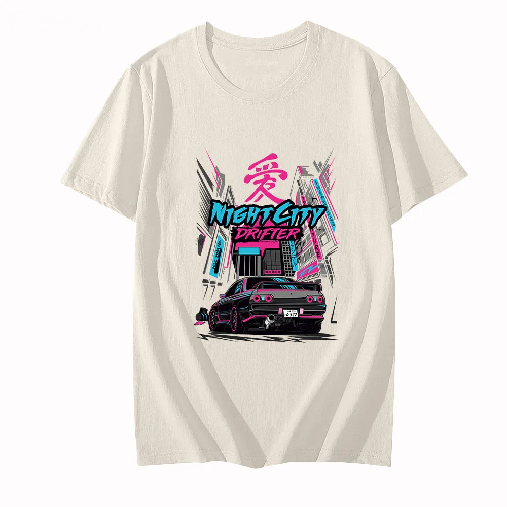 Футболки с принтом автомобиля Night City Drifter мужские футболки High Street из 100% хлопка