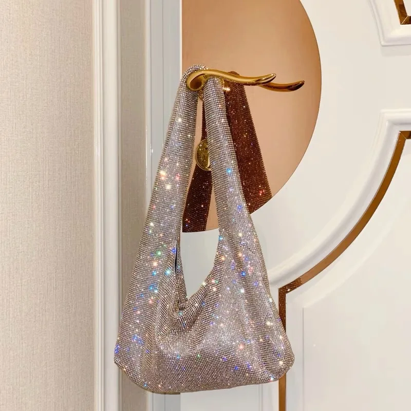 

Маленькая дизайнерская сумка-тоут с алмазной вставкой, новинка 2023, вечерняя женская сумка с блестящими стразами, женская сумка через плечо