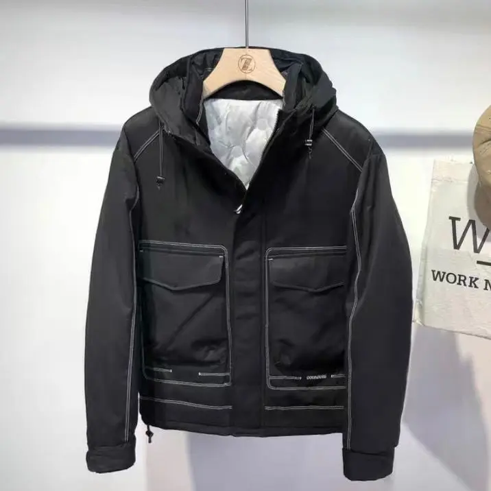 2022 New Winter Parka Jacket Mens Hooded Solid Color Windbreaker Warm Coats Men's Casual Jackets Fashion Fashion Streetwear R03