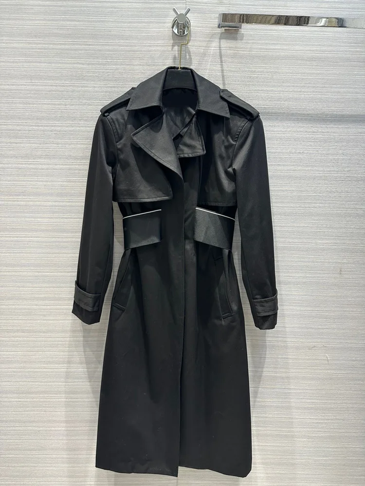 

New temperament cool cool waist slimming long windbreaker coat