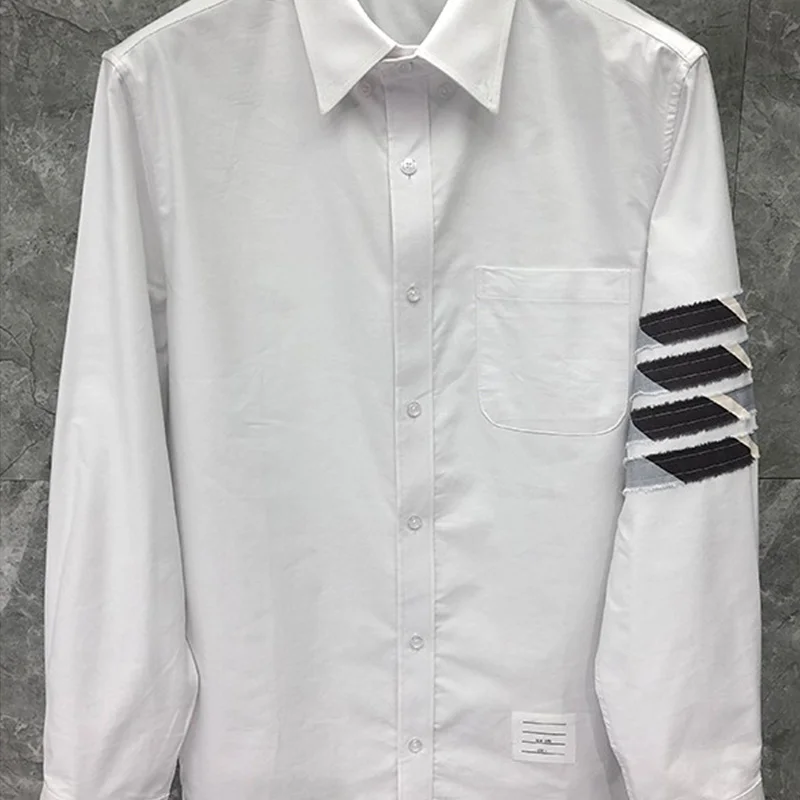 THOM Spring Autunm Fashion Brand Men's Camouflage 4-bar Stripe Casual Cotton Oxford Custom Wholesale TB Shirt