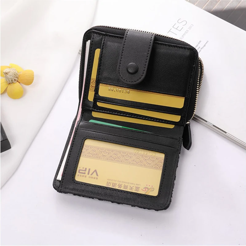 New Women Genuine Leather Wallets Letter Embroidery Short Purse For Ladies Excellent Alligator Cowhide Card Holder Hasp Billfold