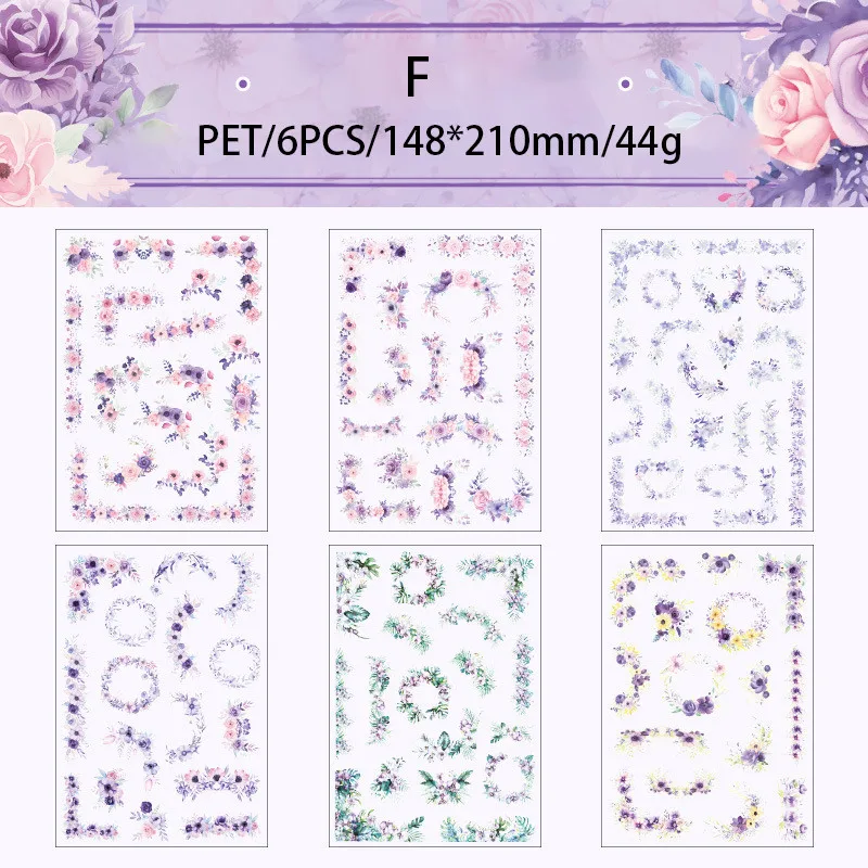 

Journamm наклейки с цветочной каймой 6 листов