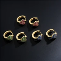 fashion cubic zircon cute heart gold hoop earrings for women ear buckle earrings wedding jewelry gift