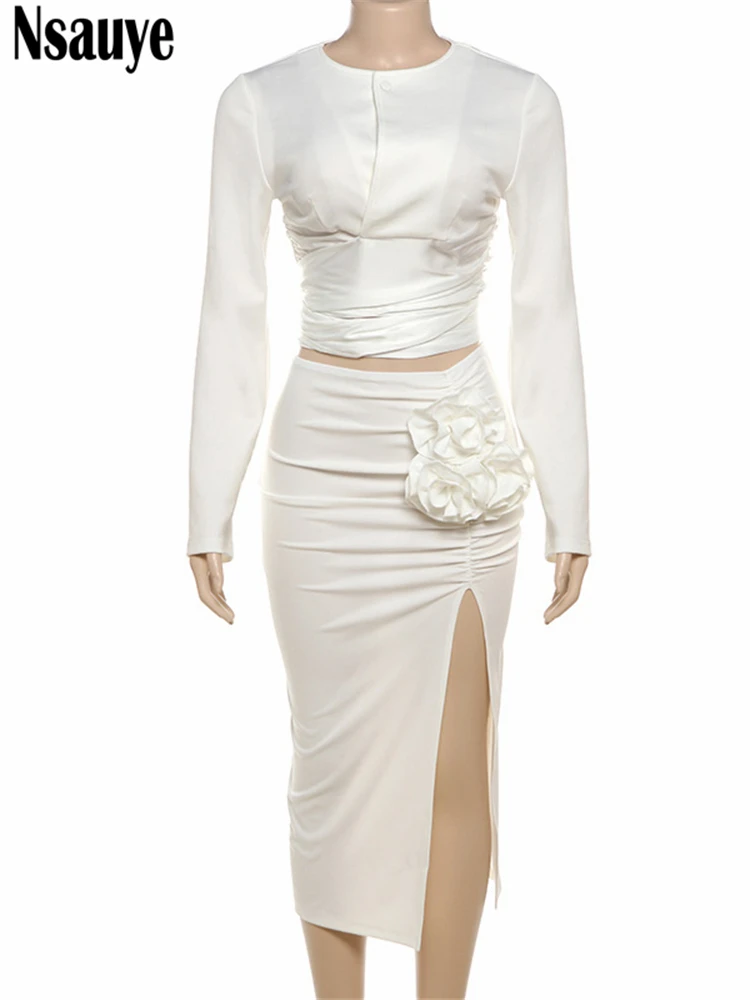 Женская Юбка-миди с длинным рукавом заниженной талией