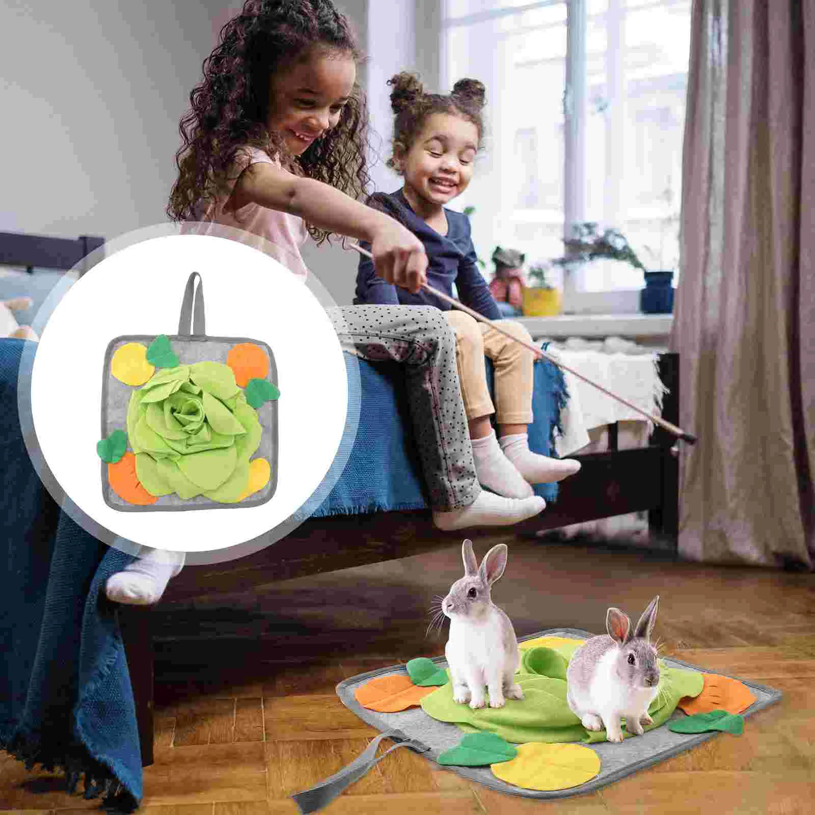 

1pc Rabbit Feeding Food Mat Relieve Stress Intelligence Toy Rabbit Snuffle Mat