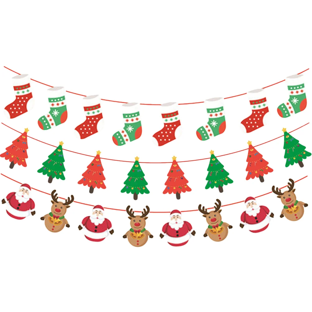 

Banner Christmas Garlandbunting Holiday Hanging Stocking Decoration Party Supplies Reindeer Decor Tree Flags Burlap Santa