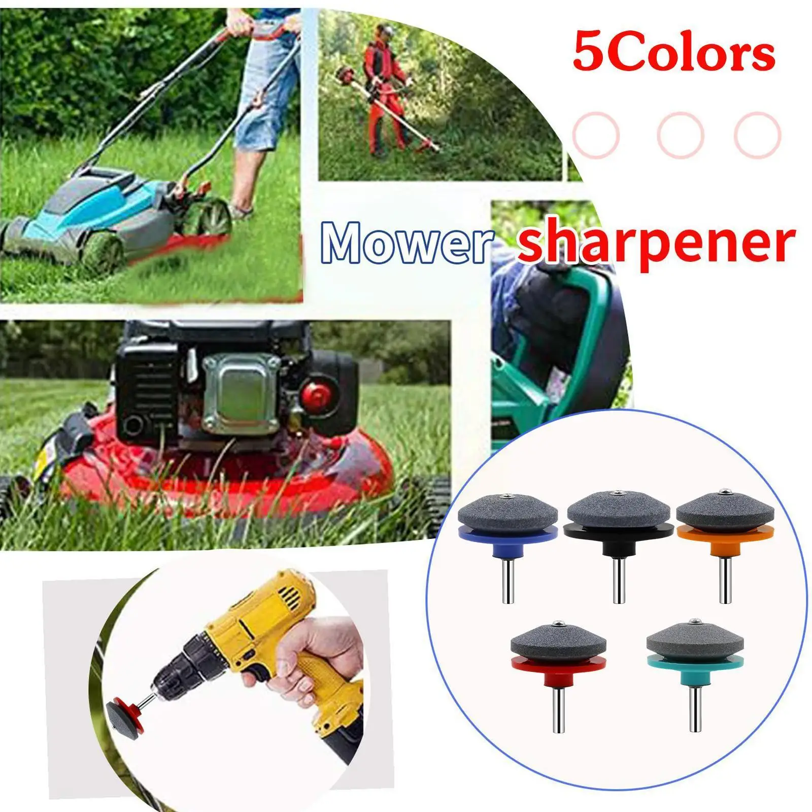 

Lawn Mower Sharpener Four-layer Whetstone Lawnmower Grinding Blade Grinding Drill Sharpener Double Universal Cuts Drill E6D3