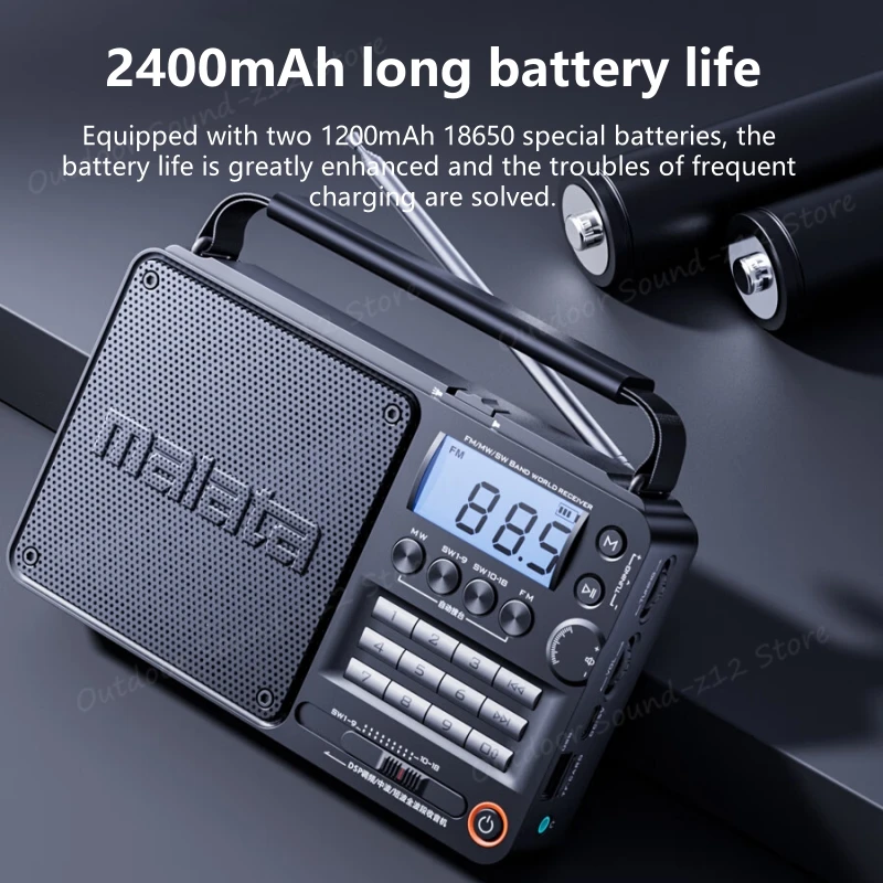 Портативный приемник A56 All-wave/радио на батарейках с лампой и Bluetooth-динамиками
