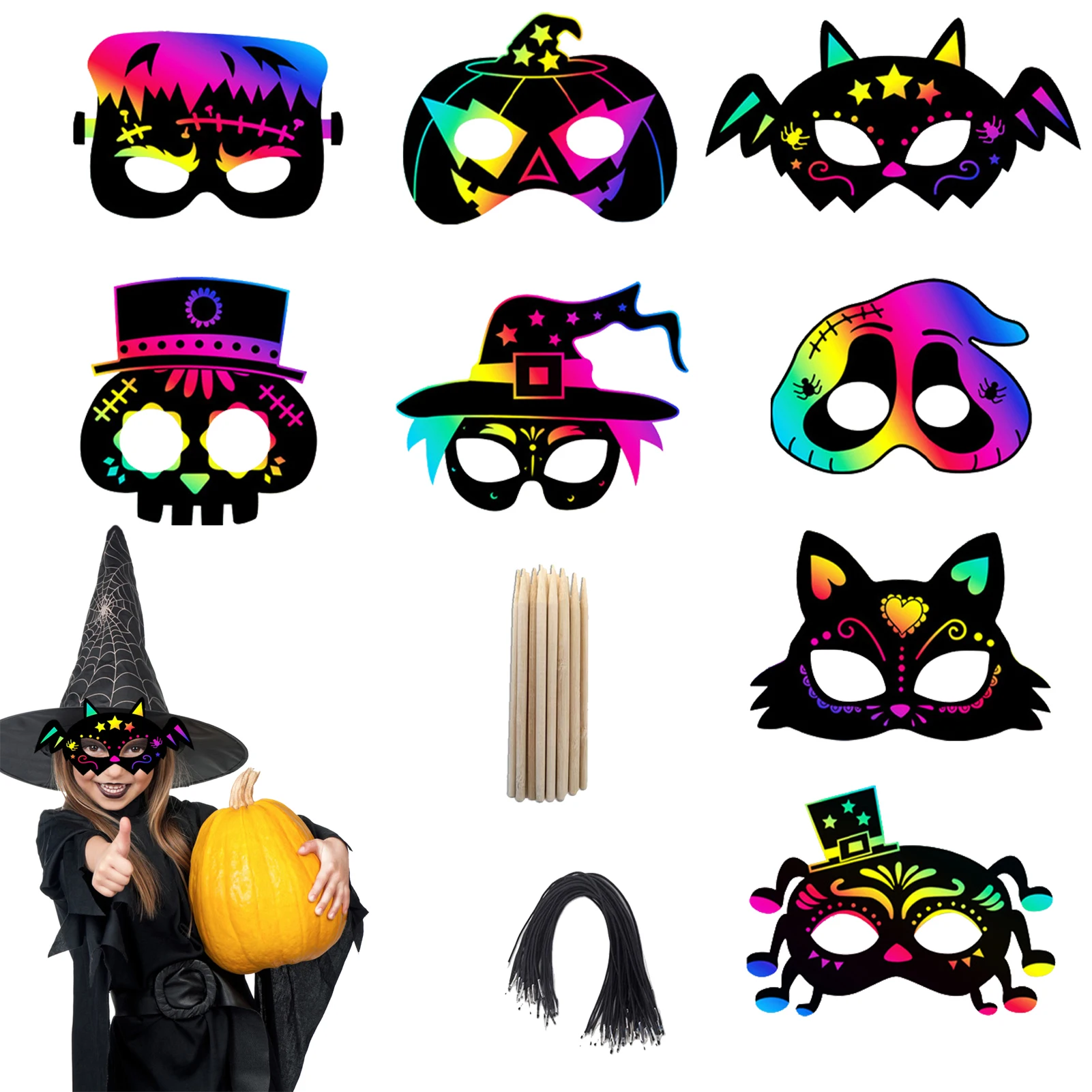 

Halloween Scraping Face Guard Fancy Dress Face Shield Craft Kit Cute Vivid Fancy Dress Face Shield Smooth Shiny Party Favors