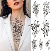 waterproof temporary tattoo stickers red crowned crane dove butterfly magpie flowers fake tattoos for women body art arm chest