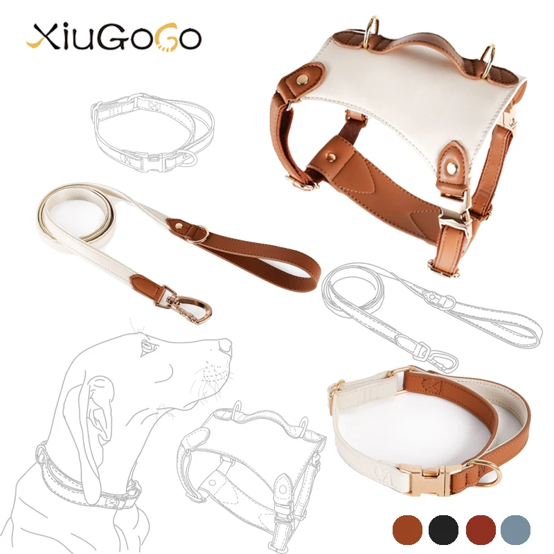 Шлейка-поводок для прогулок собак H-образной формы дизайнерский кожаный