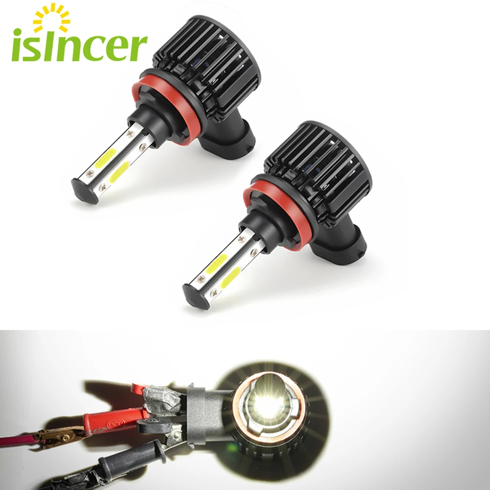 

ISincer H11 LED Car Headlight Bulbs 4 Side COB Chips LED H7 H11 9005 9006 PTF Ice Bulbs Turbo Fog Light 12V 6000k Auto Fog Light