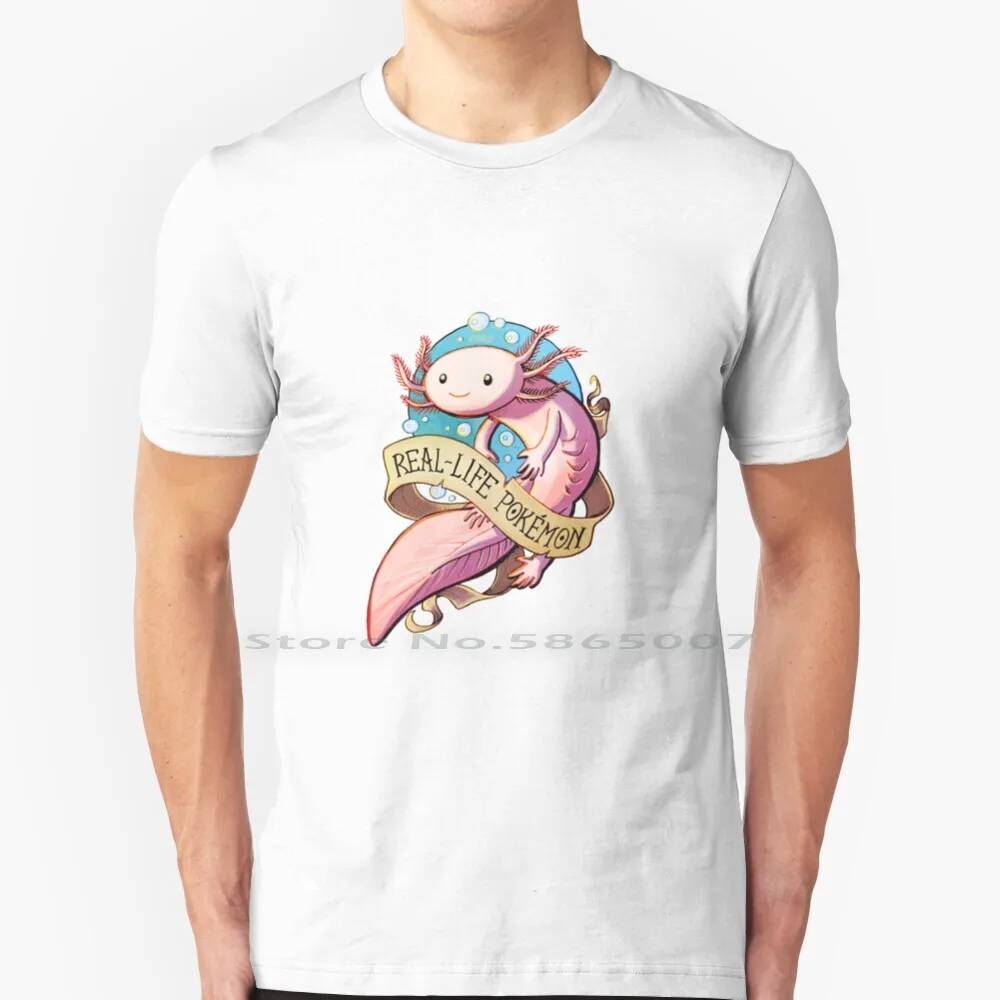 

Axolotl Футболка 100% хлопок милые животные водные животные Саламандра Симпатичные Axolotl большого размера 6xl футболка подарок Мода