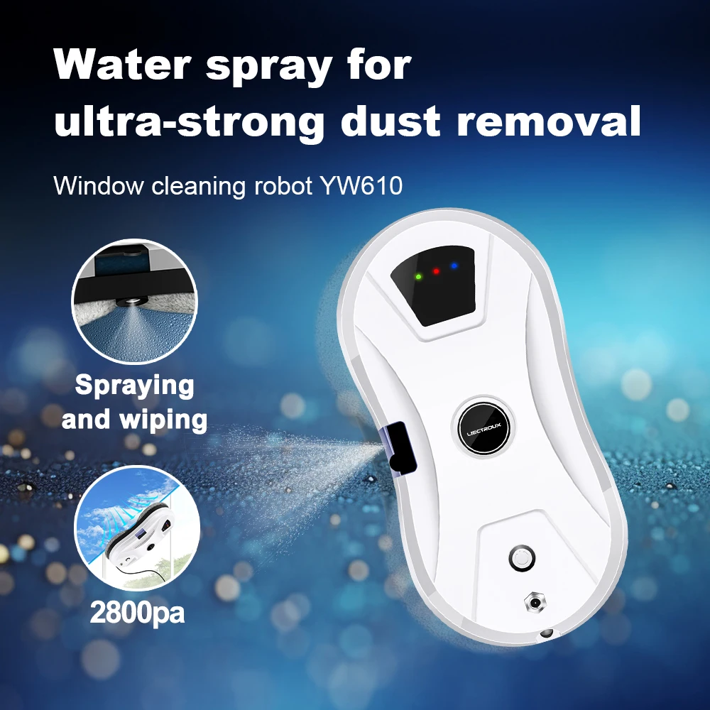 Liectroux YW610 Window Cleaning Robot, Water Spray,Ultrathin Window Robot Vacuum Cleaner,Glass Wiper,Dry & Wet Mopping,AI Route