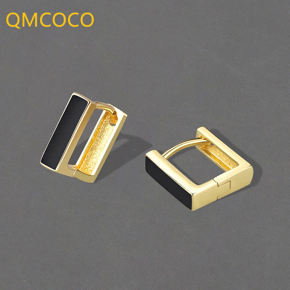 QMCOCO Корейский простой модный дизайн серебряного цвета квадратные серьги женские панк INS изысканные аксессуары для ушей женские модные ювелирные изделия подарок