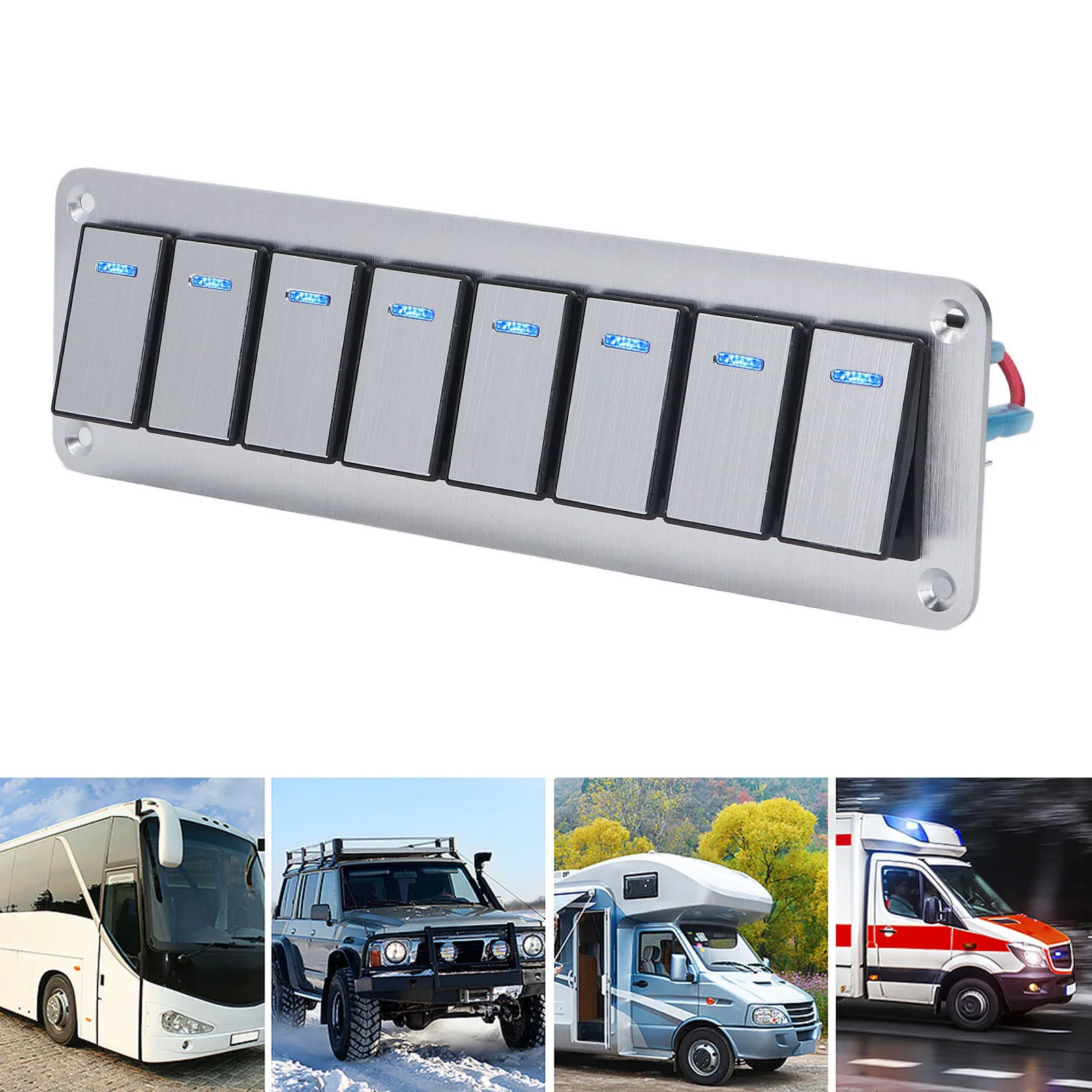 Панель кулисного переключателя 8-контактный 3-контактный светодиодный одиночный