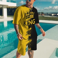 summer king series jogging suit men tracksuit set 3d digital printing t shirt 2 piece mens trendy casual short dating clothes