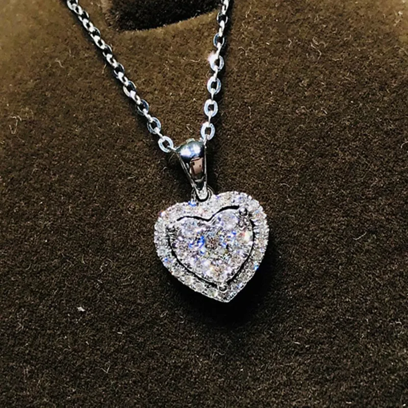 

Женская подвеска с муассанитом в форме сердца, изящная Подвеска из настоящего серебра 925 пробы с бриллиантом 3 карата, изящная Свадебная цепочка для вечеринки, Ювелирное Украшение