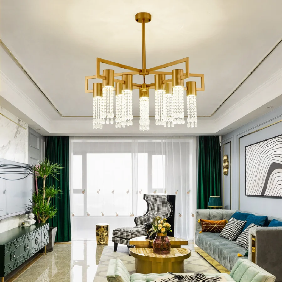 

Nordic Luxury Crystal Chandelier Creative Villa Hotel Hall Led Suspension Luminaire Postmodern Living Room Bedroom Hanging Lamps