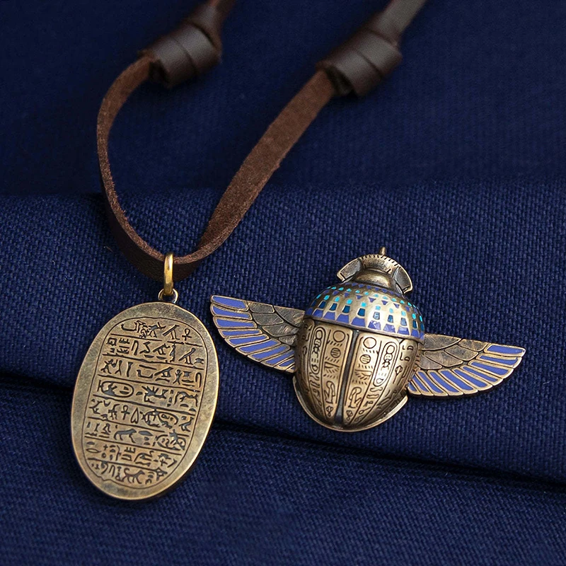 Movie Superhero Marc Spector Cosplay Necklace Scarab Beetle Wings Pendant Leather Chain Choker Jewelry Accessories