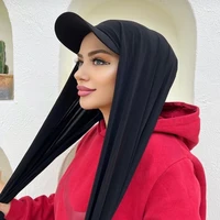 New Instant Hijabs Chiffon Hijab Cap for Women Bonnet Voile Muslim Fashion Scarf Wrap Baseball Caps Bandana Hijab Bonnet Turban