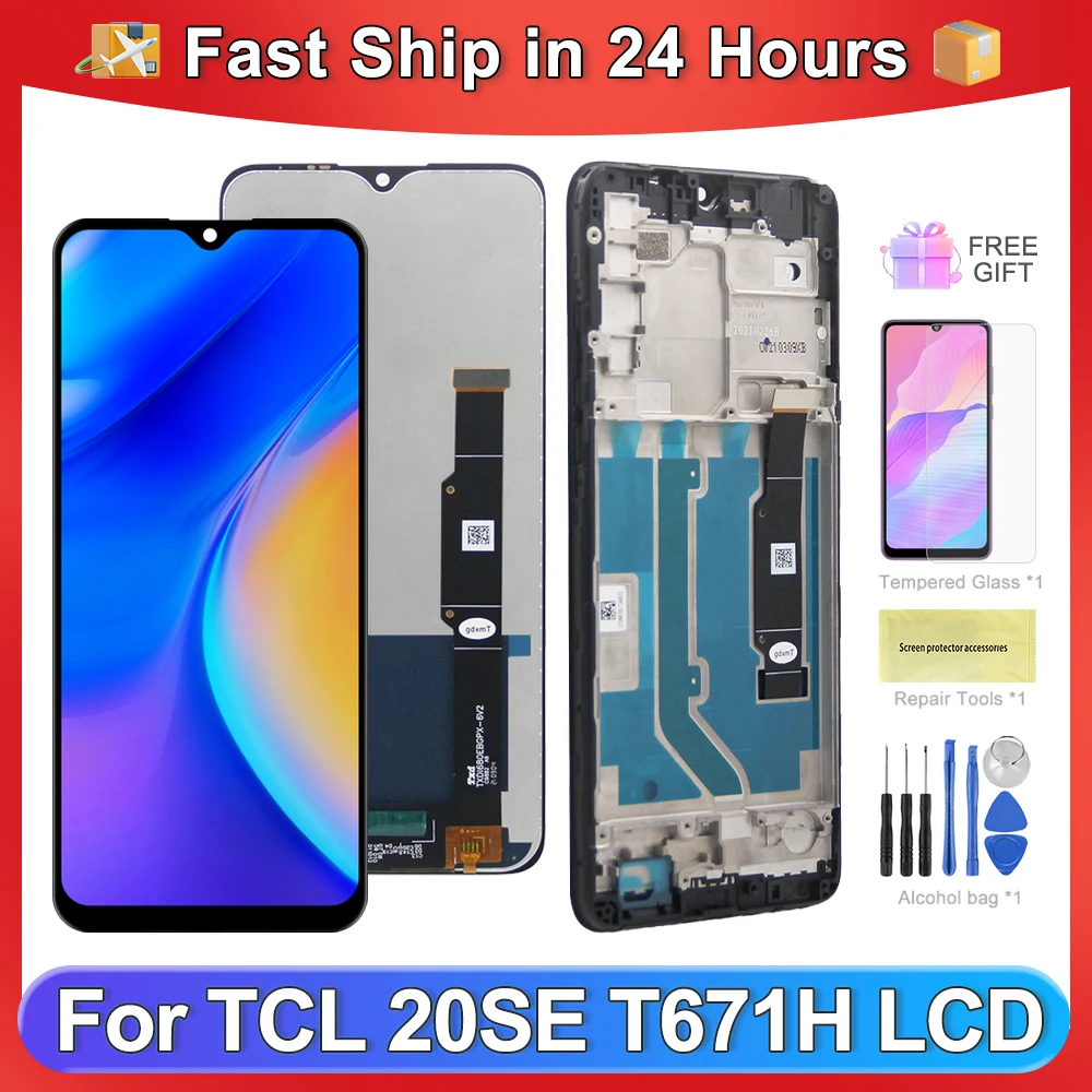 For TCL 20 SE Screen Replacement for TCL 20 SE LCD Diaplay for T671H T671F T671O T671E Touch Screen Digitizer Replacement Assembly Repair Parts with Frame