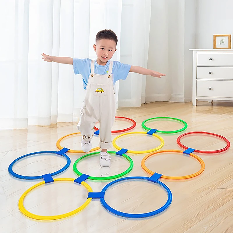 

5/10Pcs Outdoor Indoor Kids Funny Sport Toys Hopscotch Ring Game With Hoops For Kid Balance Agility Training Toy Park Play