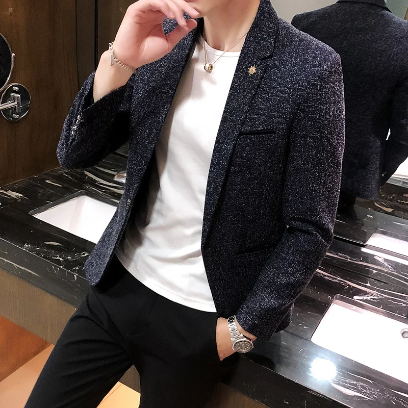 

Новинка Осень 2022, деловой Мужской приталенный льняной повседневный костюм, куртка, мужское роскошное платье для выпускного, свадьбы, куртка...