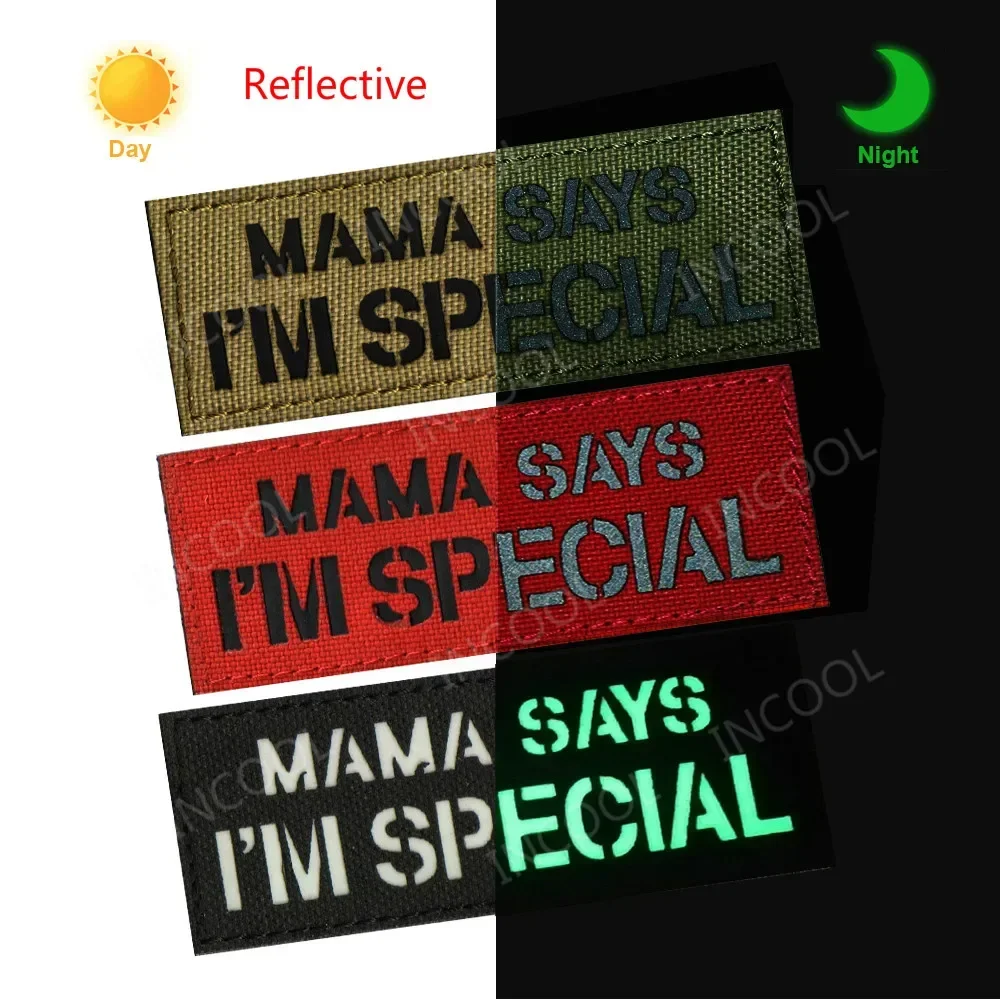 Фото Мама, мама, папа говорит, что я особенные вышитые нашивки, светоотражающие ИК-наговорные слова, ПВХ, резиновые светящиеся в темноте аппликации, нашивка для одежды №3
