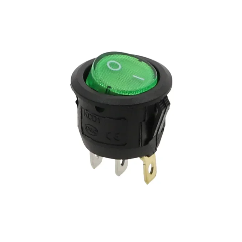 

1 шт., 12 В, 220 В, светодиодный переключатель, 16 А, 12 В, точечный выключатель, выключатели питания, автомобильные кнопки, включение/выключение, 3-контактный круглый кулисный переключатель KCD1 20 мм