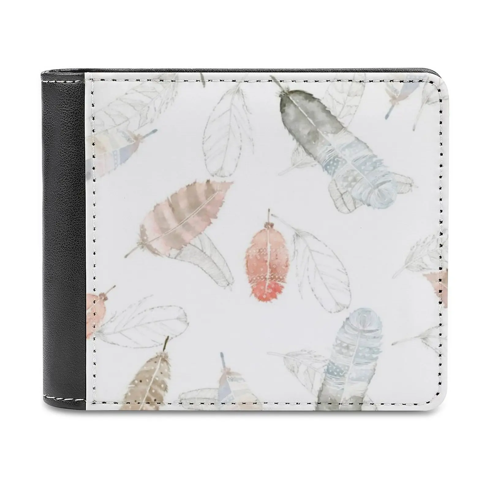 

Flighty Feathers With Colors Leather Wallet Credit Card Holder Luxury Wallet Pattern Feathers Mod Minimalist Tribal Nature
