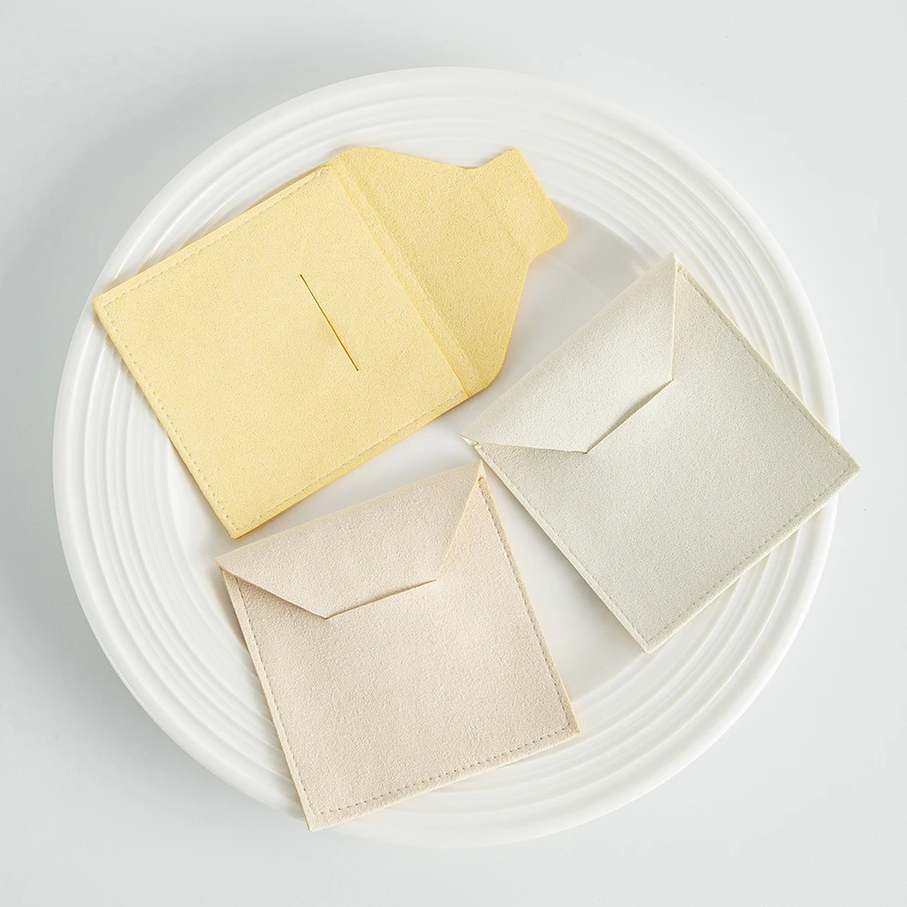 50Pcs/Lot Microfiber Envelope Jewelry Bag Wedding Jewellery Organizer Soap Candy USB Disk Gift Storage Case No Logo Plain Pouch