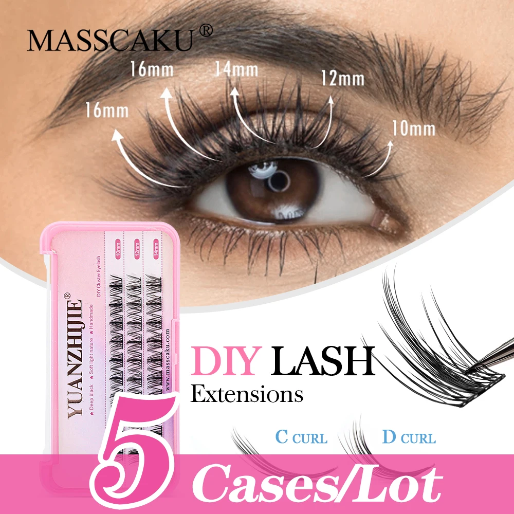 5case/lot High Quality YUANZHIJIE DIY Clusters Eyelashes Extension Segmented Soft Ribbon Individual Mink False Lashes Bundles