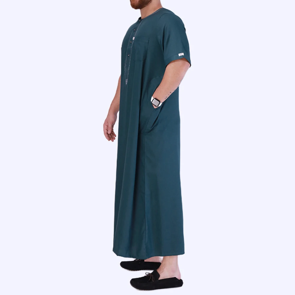 New Middle East Arabian Men's Robe Fat Loose Casual Short-sleeved Top Ethnic Costume Muslim Drees Men Islamic Prayer Clothing