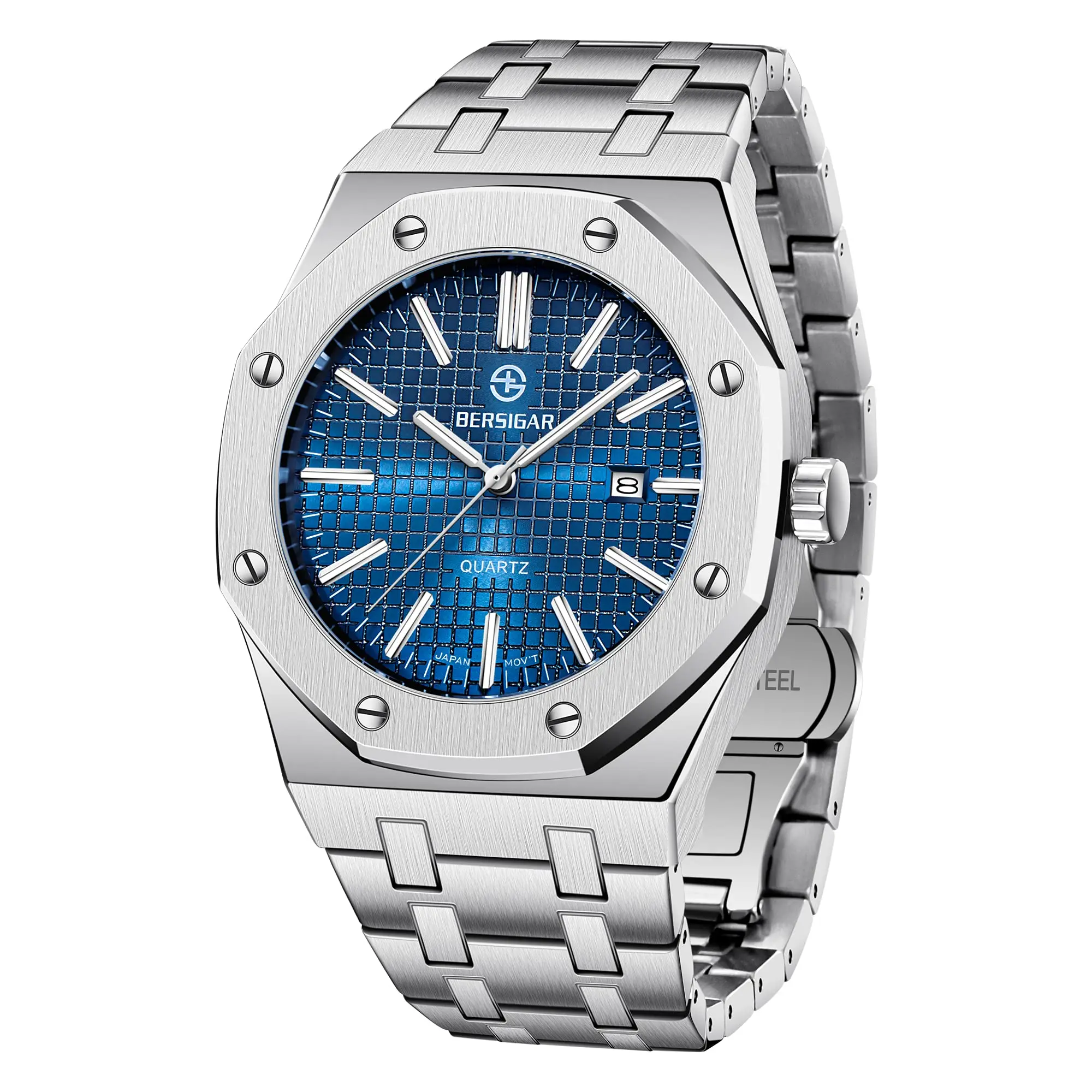 

BERSIGAR Top Brand Men's Quartz Watches Luxury Business Sports Watch Waterproof Calendar Watch Stainless Steel Relogio Masculino