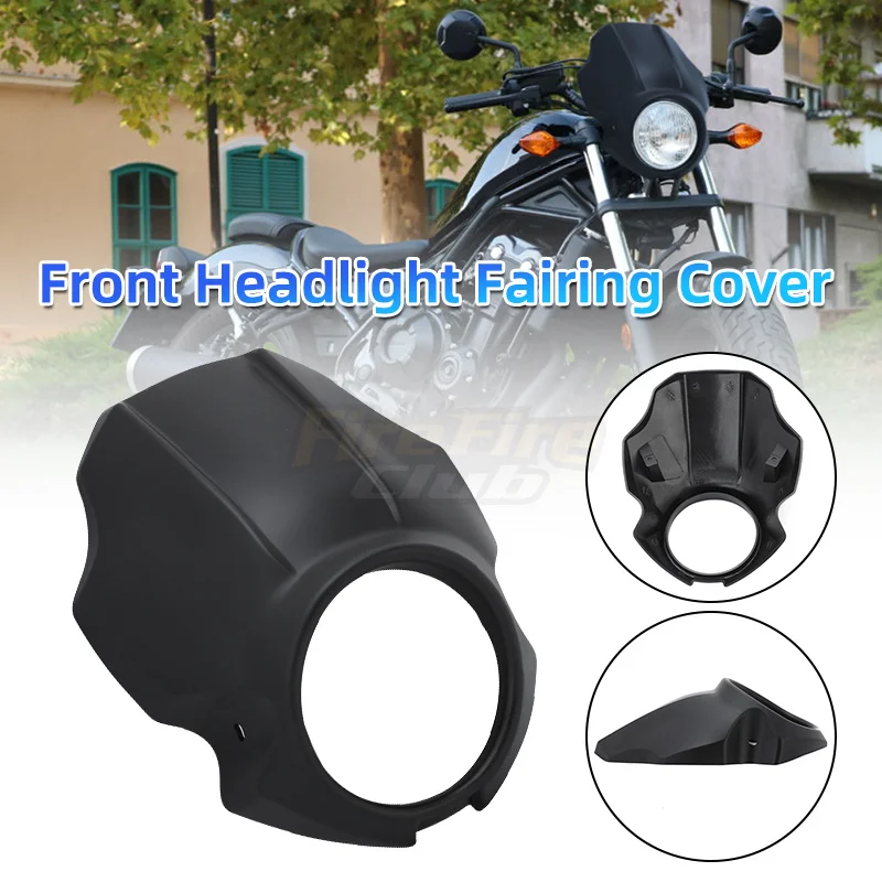 High Quality Motorcycle Bright Matte Black Headlight Fairing Cover For Honda Rebel CMX 300 500 2017-2022 enlarge