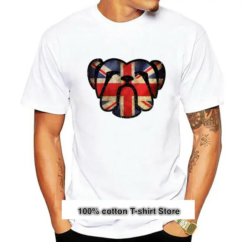 

Camiseta con estampado de BULLDOG británico, camisa 100% de algodón con estampado de la Unión JACK, Inglaterra