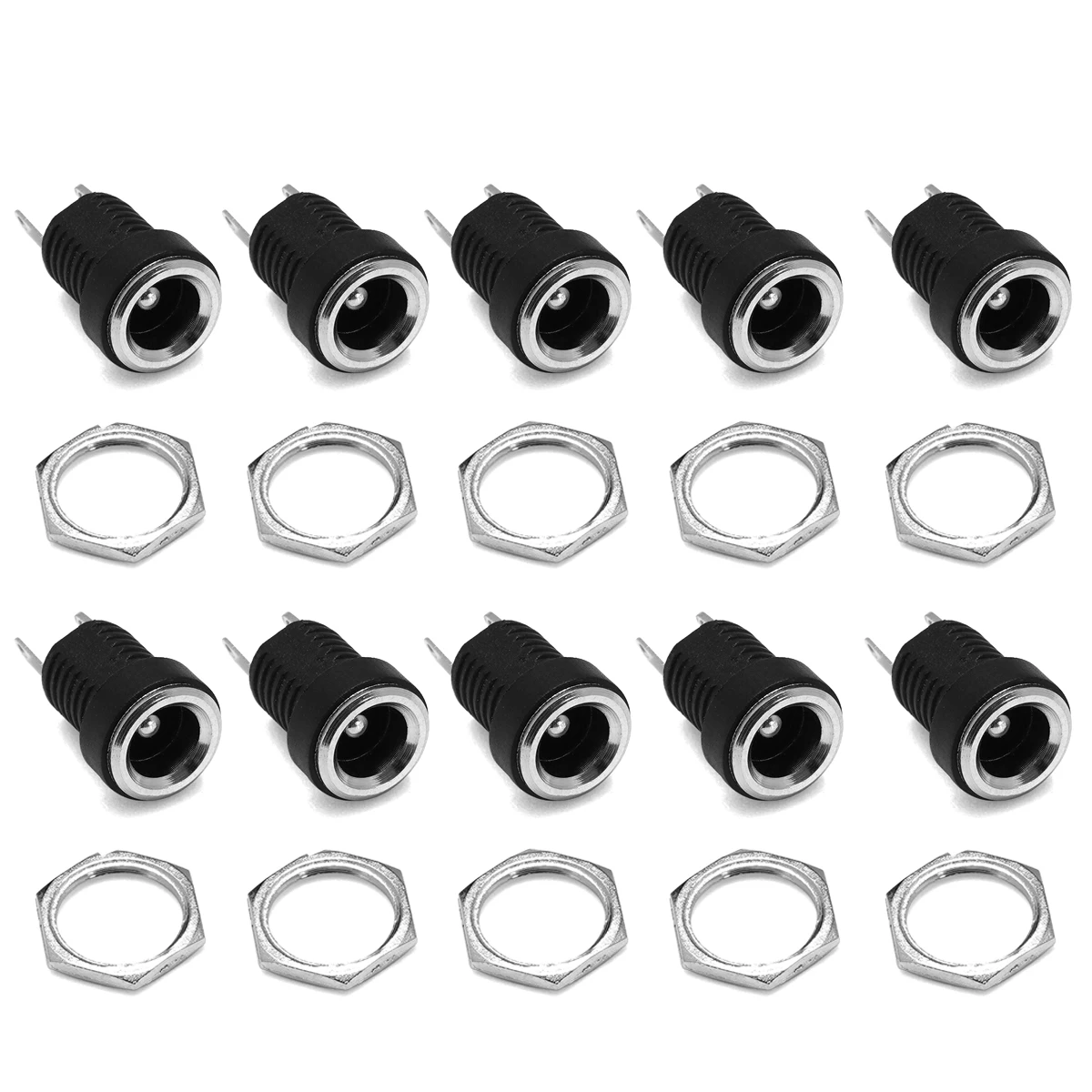 

5/10/20/30Pcs 5.5 x 2.1mm DC Socket Plug 2 Leg Terminal Plug Adapter DC Power Supply Female Jack Panel Mount Connector for Audio