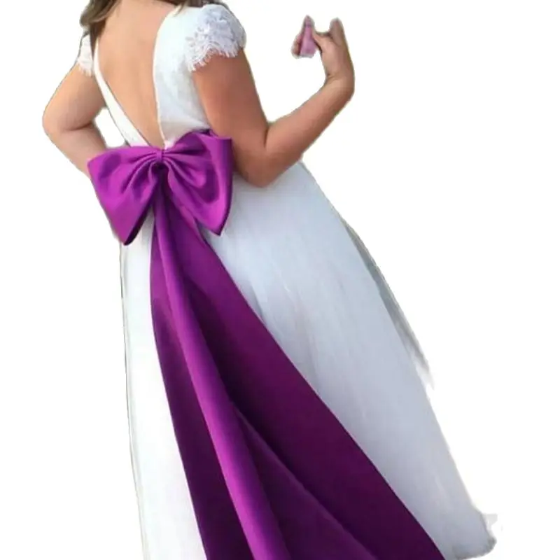 

Детское длинное платье из тюля, с бантом, с длинным рукавом