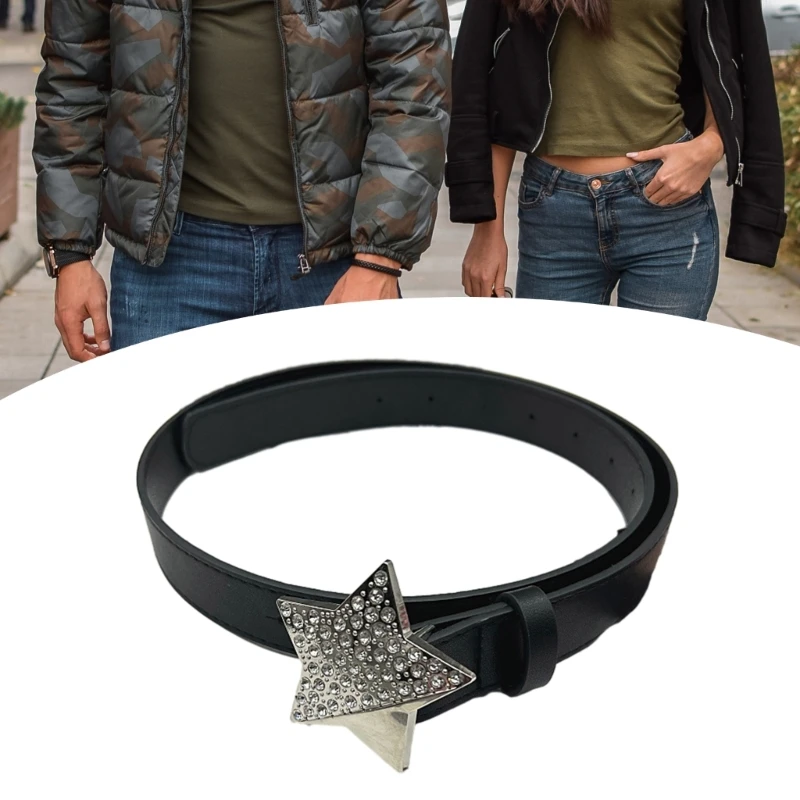 

Пояс в стиле Харадзюку, блестящие ремни со стразами для женщин и мужчин, регулируемая пряжка, поясной ремень для джинсового