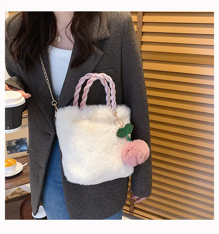 

2022 новый стиль зимний Zacht Pluche Vrouwen Tas Vrouwelijke Zebra Pluizige Mode Zakken De Beste gift Voor