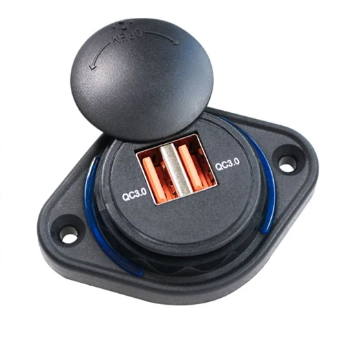

Quick Charge QC 3.0 Dual USB Charger Socket with Sliding Cap 12V/24V 36W Fast Charger Power Outlet for Car Boat Bus, RV, Boat