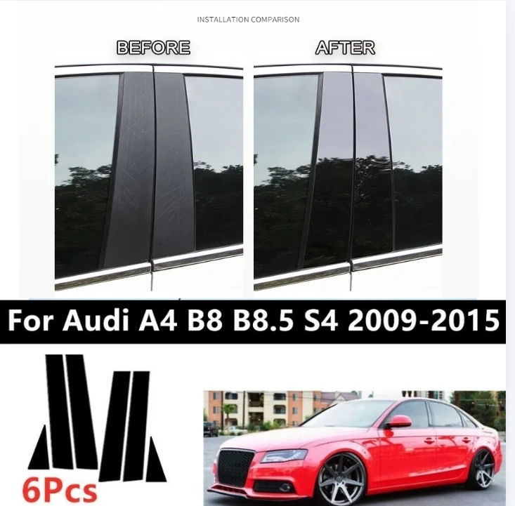 Фото Оконная дверная колонна B C, накладка на стойку для Audi A4 B8/8K A3 S3 RS3 4dr 8P A6 C7 4G Q3 SUV F3 Q5 8R, декоративные наклейки №3