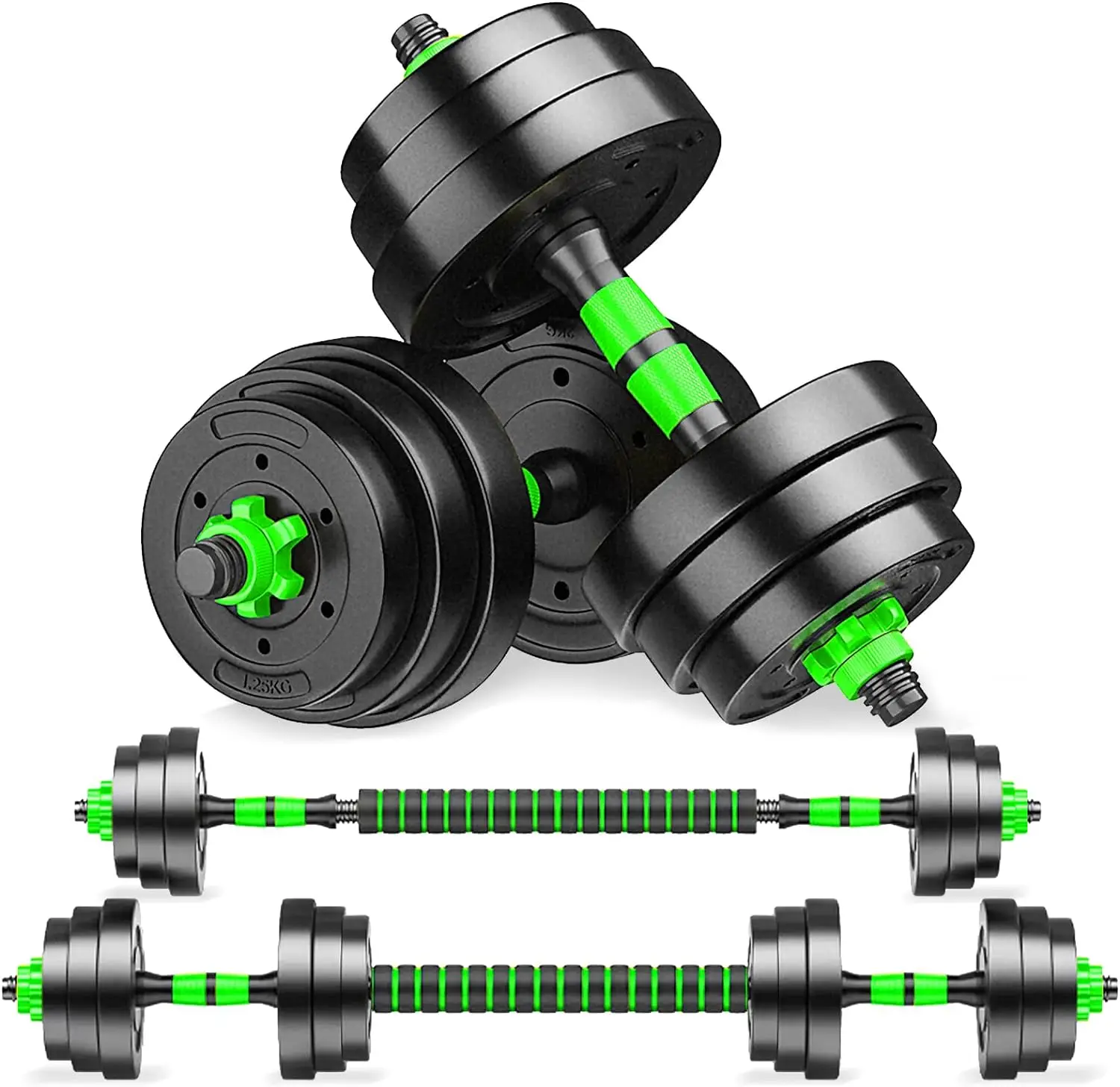 

Adjustable-Dumbbells-Set,40lbs Free Weights Set with Connector,Fitness Exercises for Home Gym Suitable Men/Women,Green