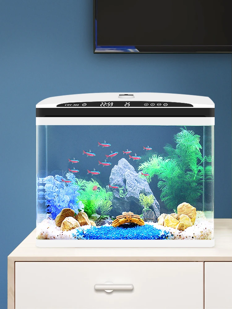 

YY Small Desktop Ecological Glass Protection Change Water Fish Globe Aquarium